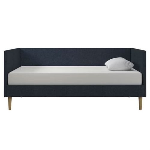 Twin Mid-Century Modern Dark Blue Linen Upholstered Daybed - Free Shipping