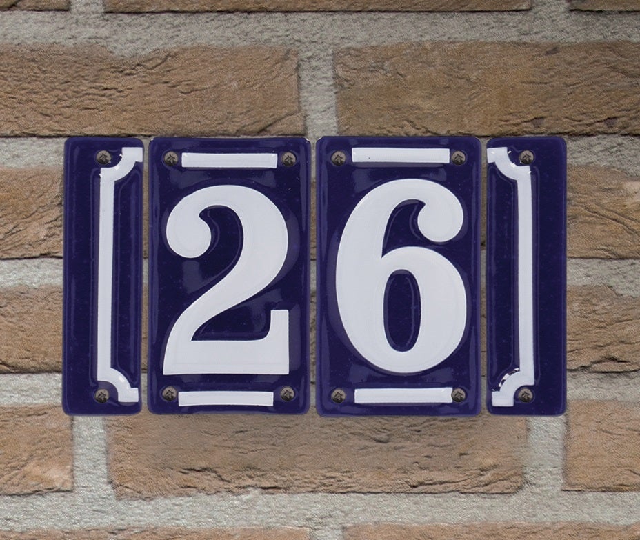 Enamel House Number Frame Set Of 2 