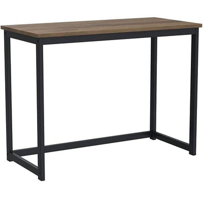 Small Home Office Modern Laptop Computer Desk Table Metal Frame Brown Wood Top - Free Shipping 