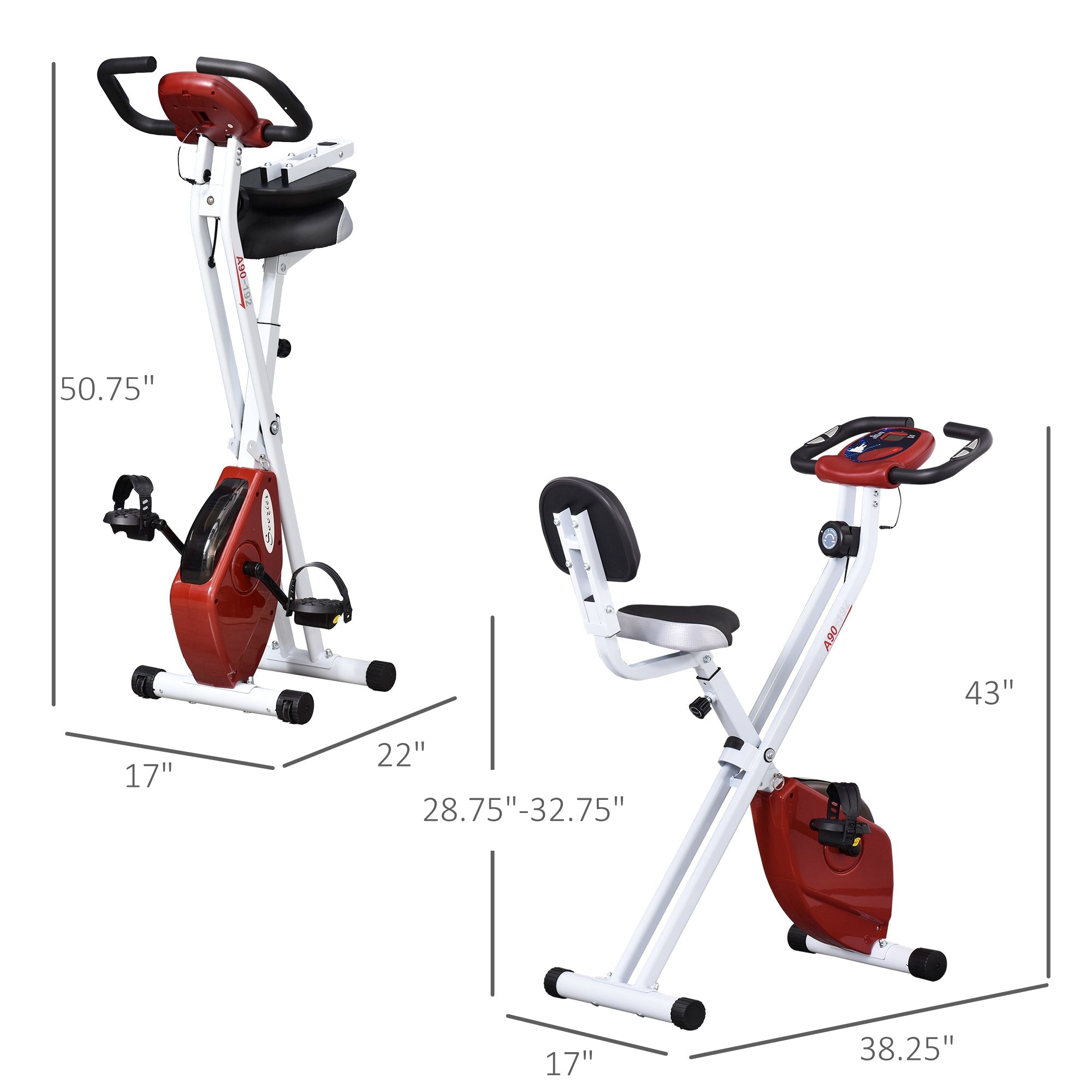 Soozier Cycle Supremacy: Foldable Upright Exercise Bike with 8 Magnetic Resistance Levels, Red 