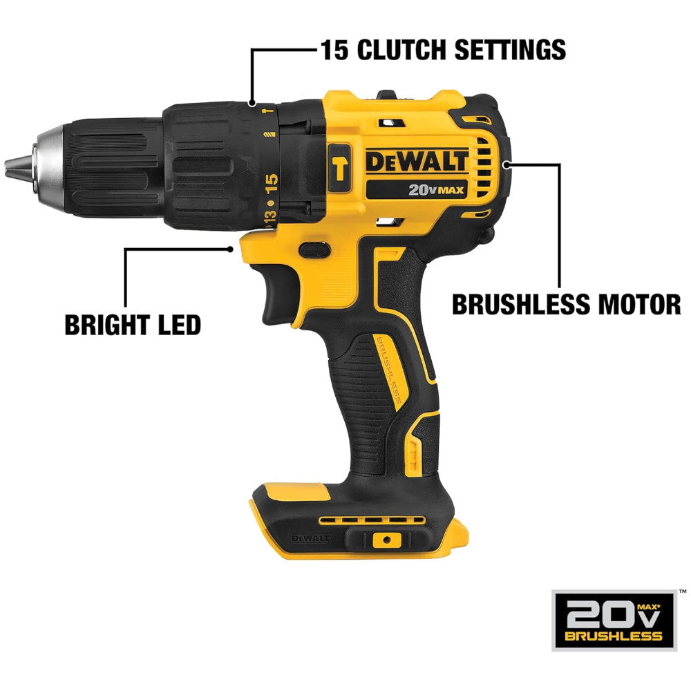 DEWALT20V MAX* Cordless Compart Hammer Drill with 2 Batteries - Refurbished with Dewalt Warranty - DCD778C2