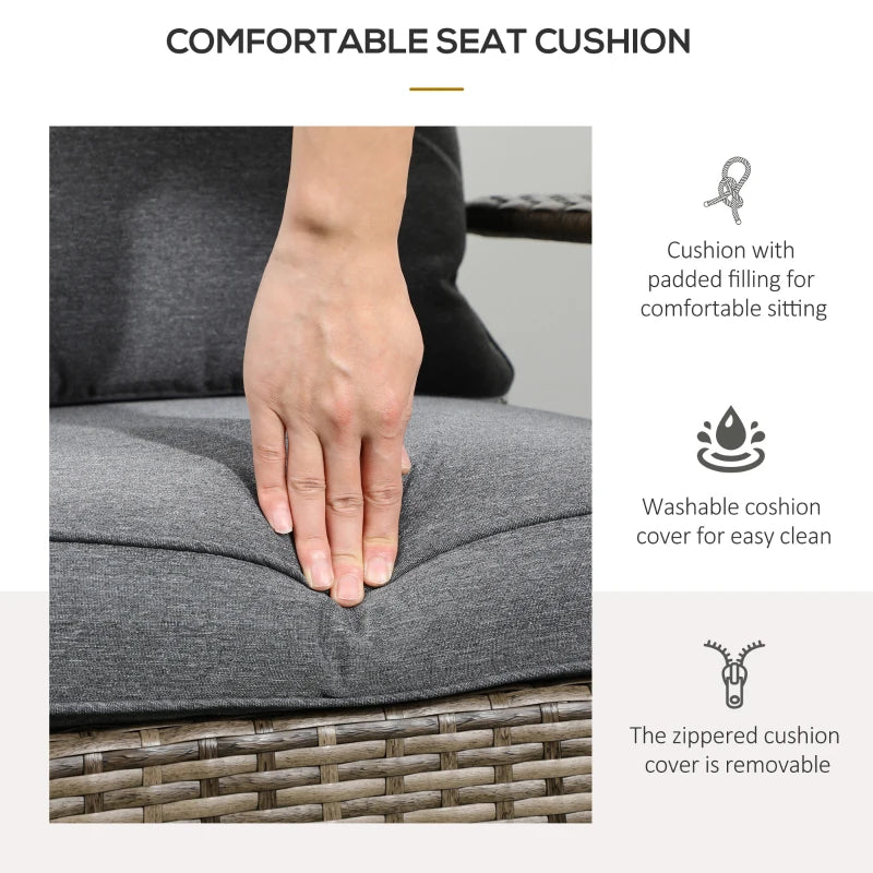 Wicker Adirondack Chair, PE Rattan Outdoor Fire Pit Chair Muskoka Chair with Cushions, Mixed Grey