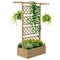 Wooden Planter with Trellis Privacy Screen, Raised Garden Bed to Grow Vegetables, Herbs and Flowers, Natural