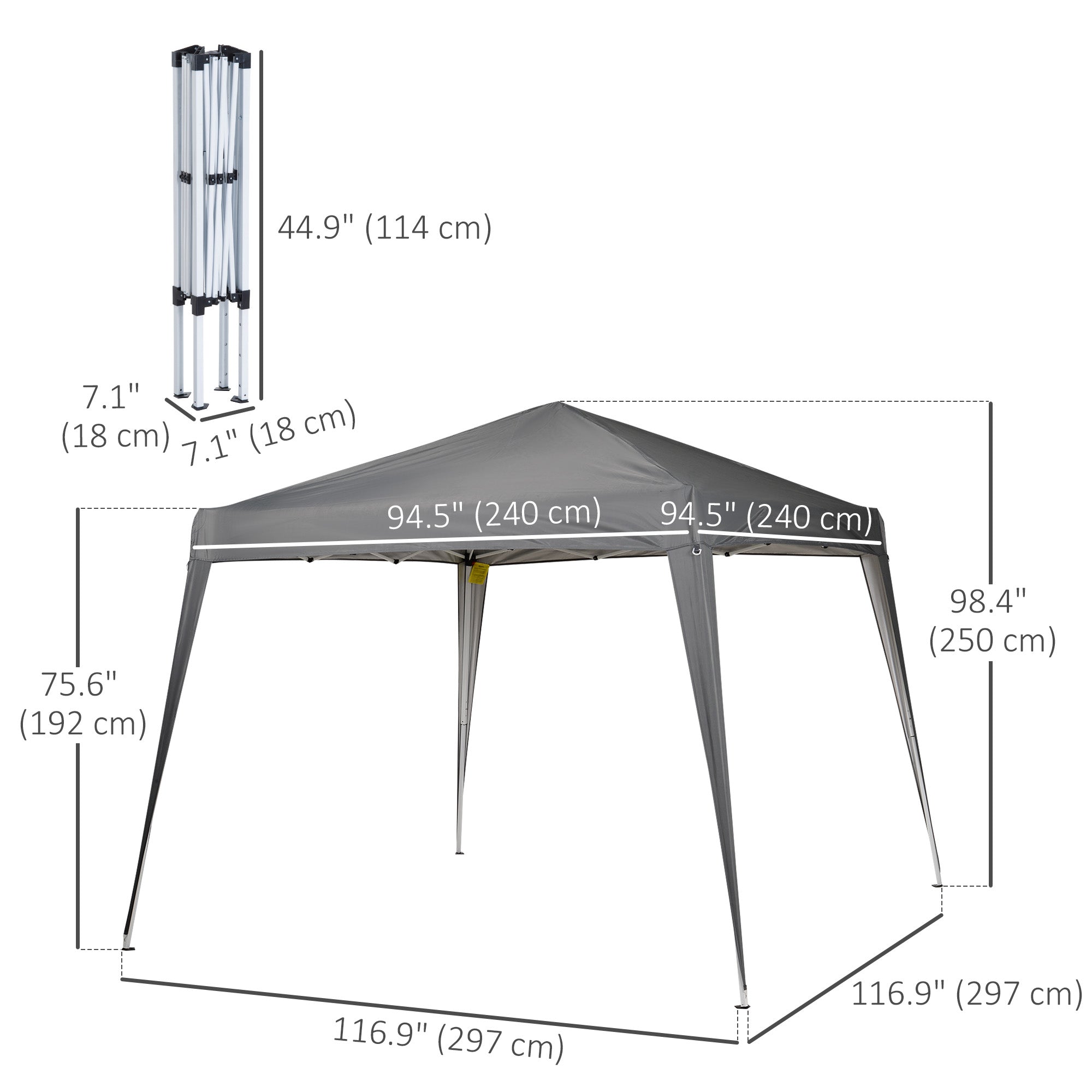 Outsunny 8' x 8' Pop Up Canopy, Outdoor Folding Tent, Portable Party Tent with Carrying Bag for Camping, Party, Picnic, Grey 