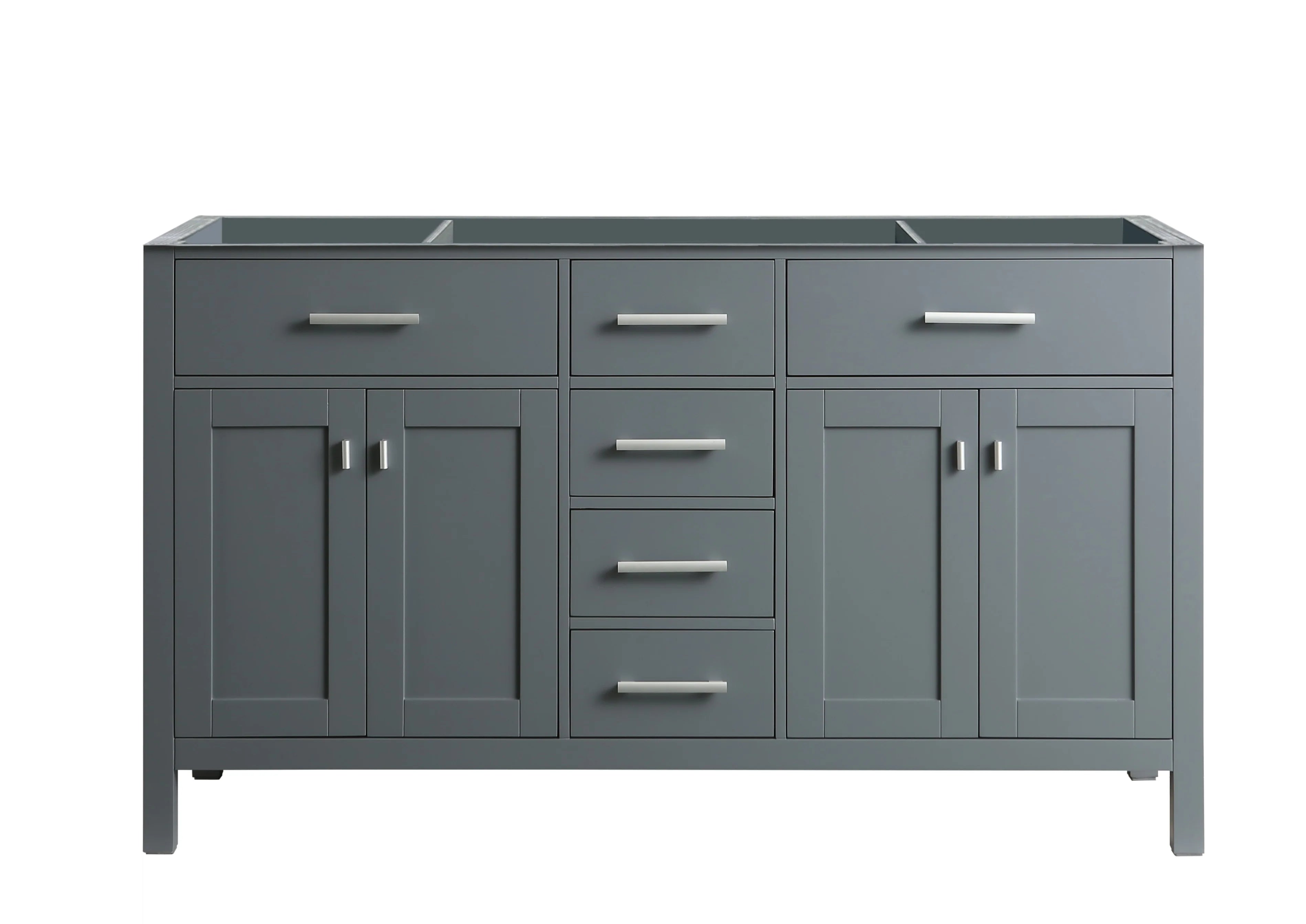 London 61" Double Sink Vanity in Gray