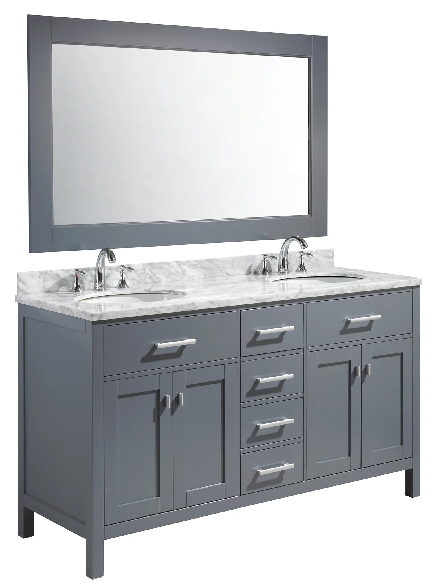 London 61" Double Sink Vanity in Gray