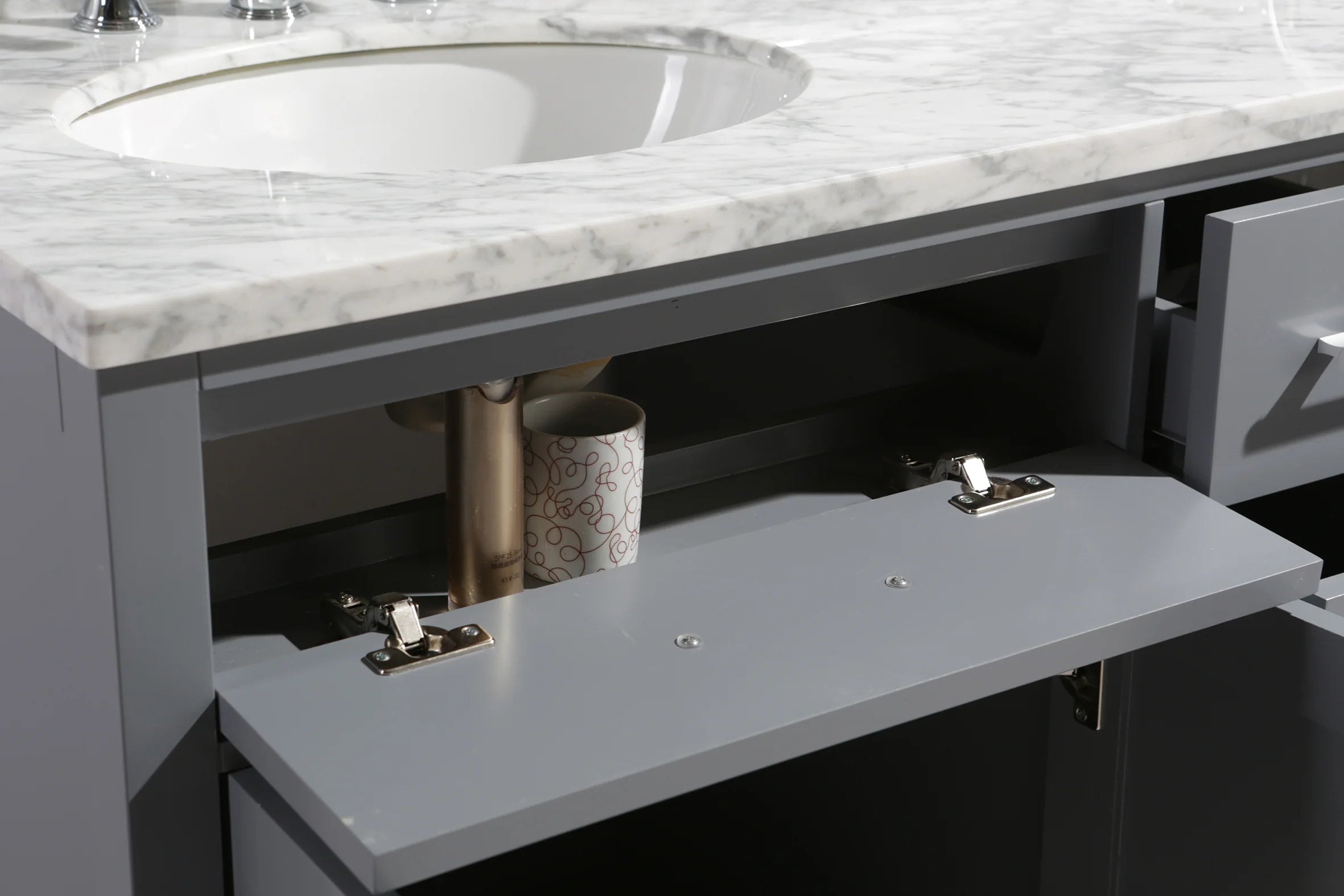 London 61" Double Sink Vanity in Gray