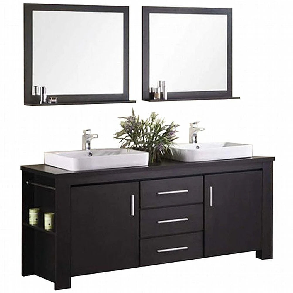 Washington 72" Double Sink Vanity with Wood Vanity Top and Mirror