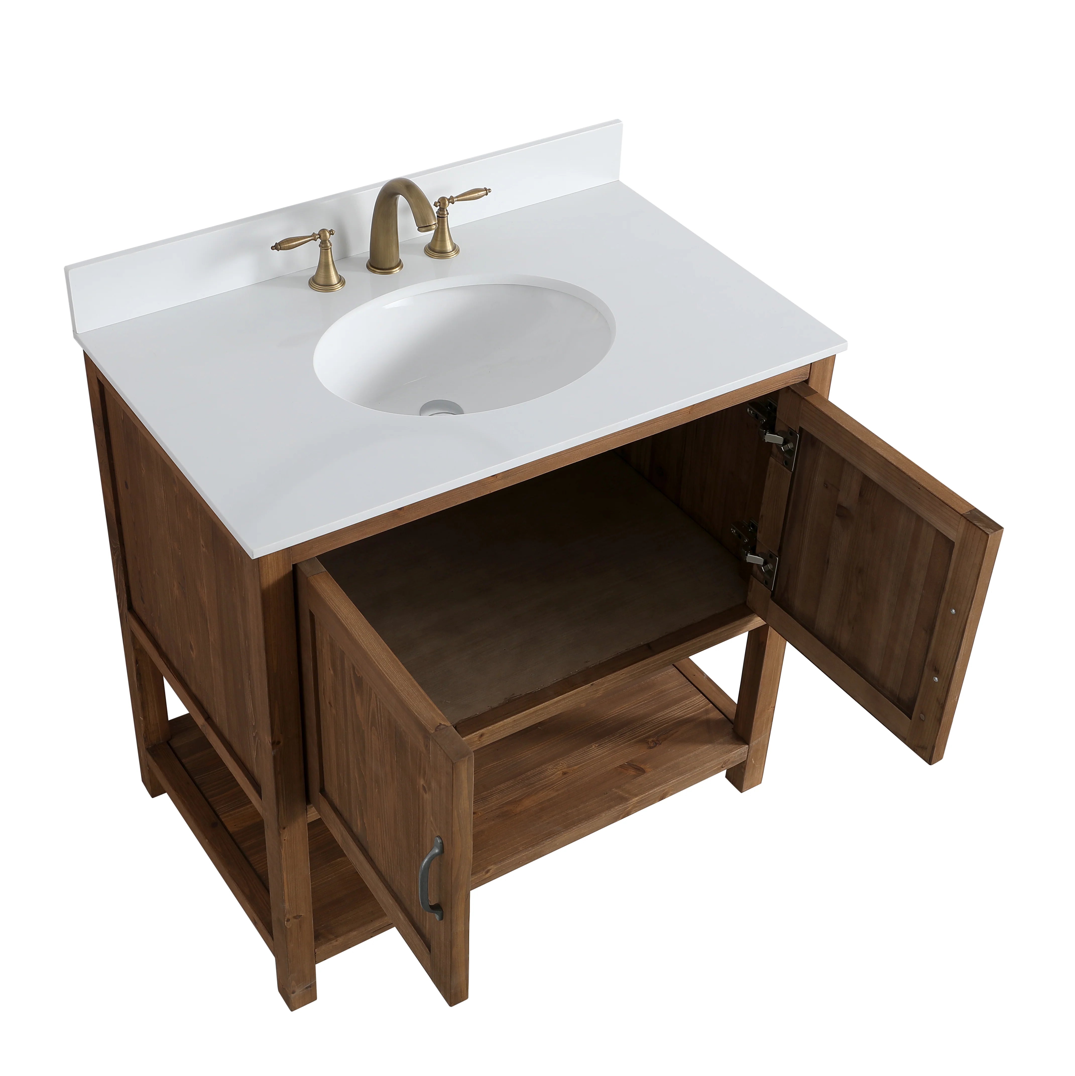 Austin 36" Vanity Base Built With Reclaimed Wood in Walnut Finish