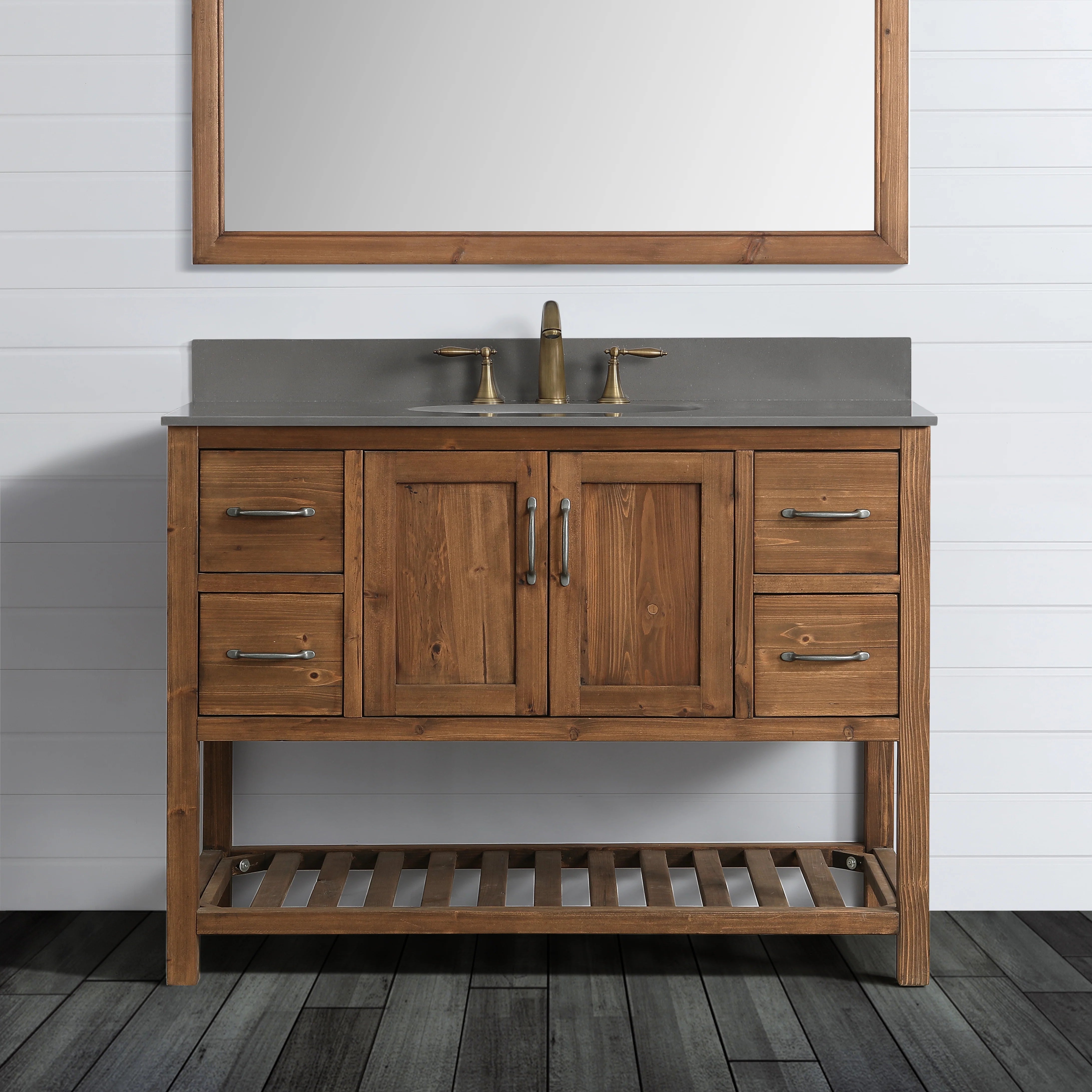 Austin 48" Vanity Base Built With Reclaimed Wood in Walnut Finish