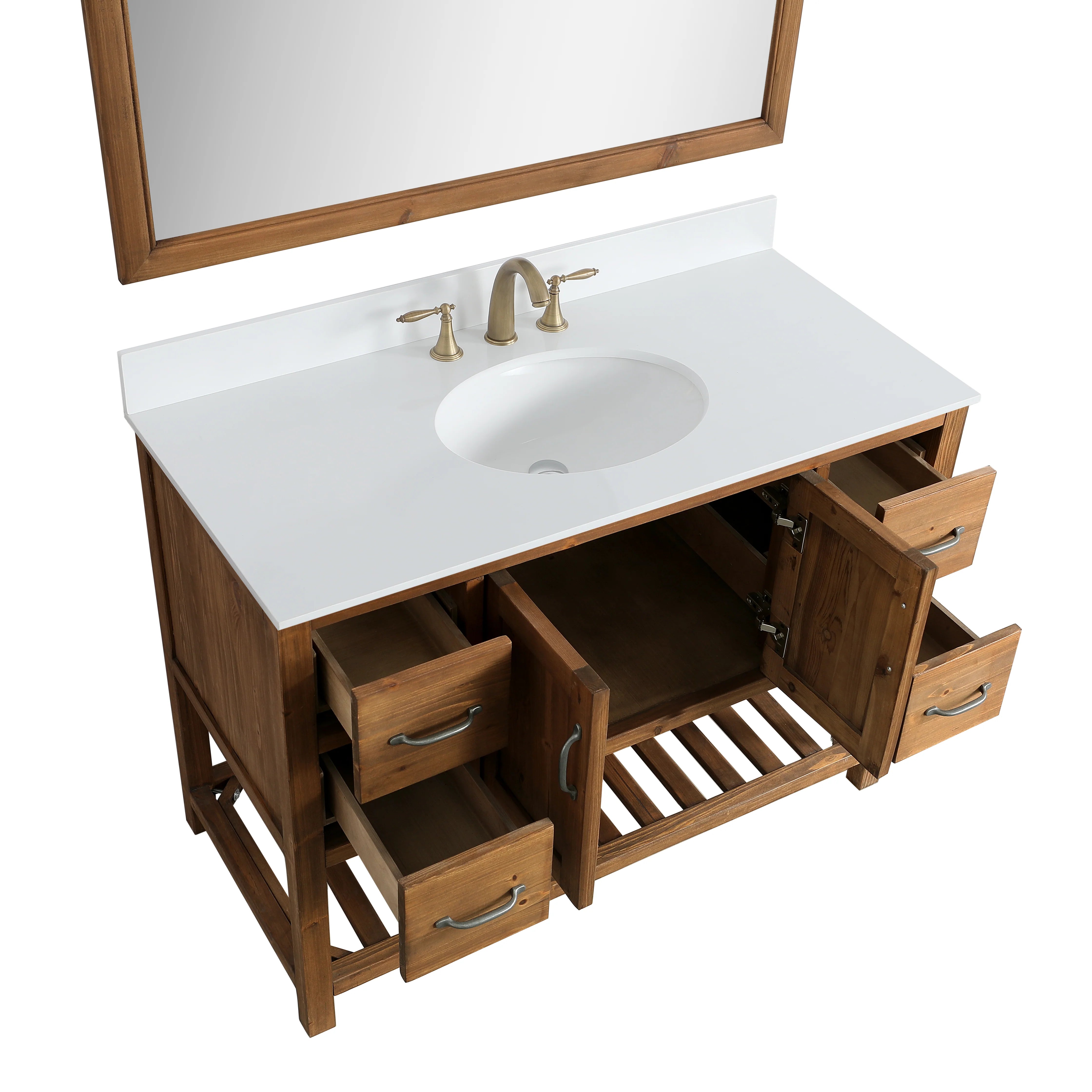 Austin 48" Vanity Base Built With Reclaimed Wood in Walnut Finish