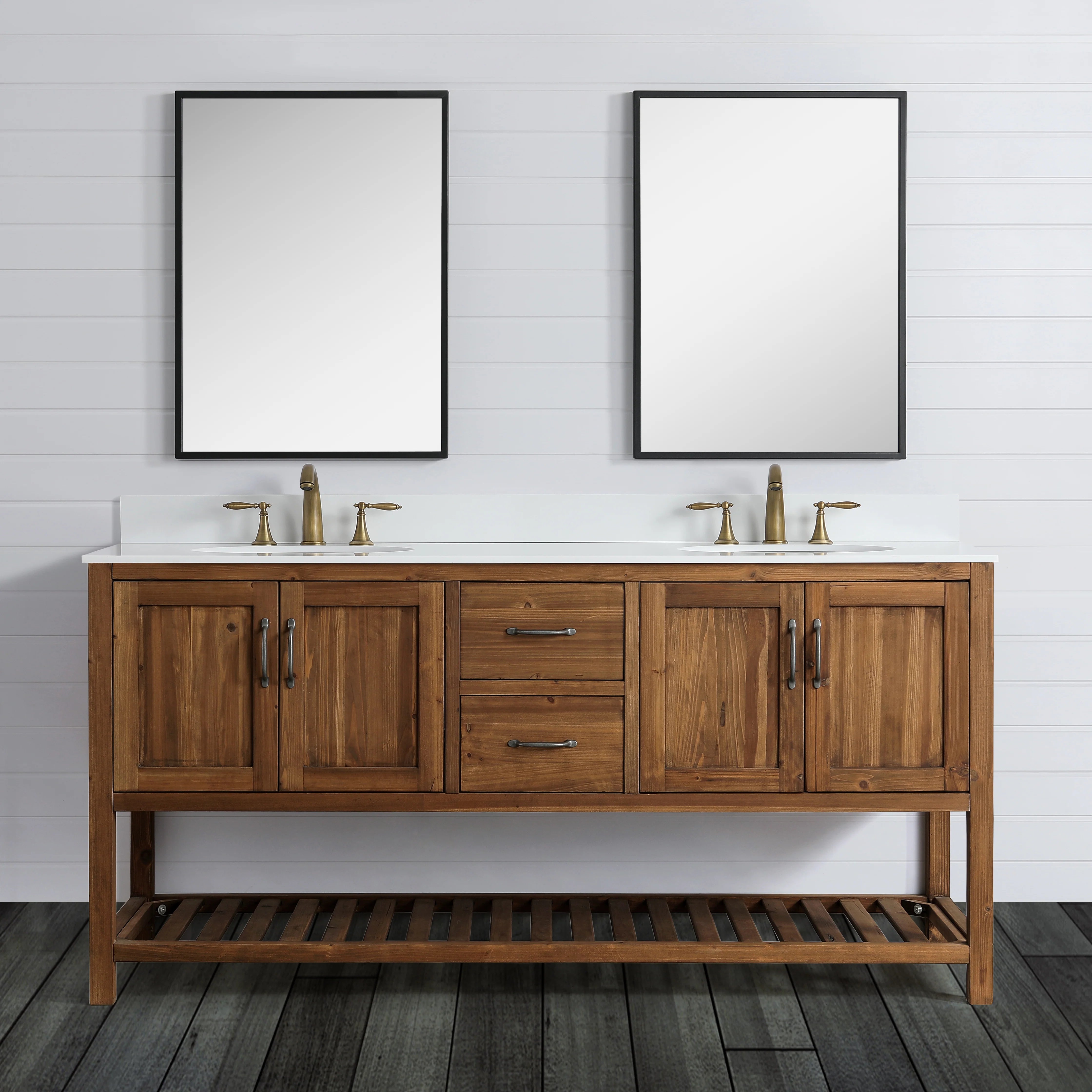 Austin 72" Vanity Base Built With Reclaimed Wood in Walnut Finish