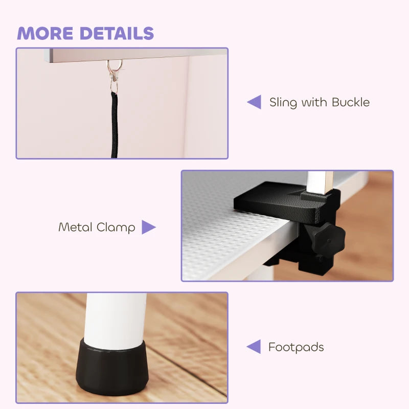 Foldable Pet Grooming Table for Dogs Cats with Adjustable Arm, Non-slip Surface, Grey