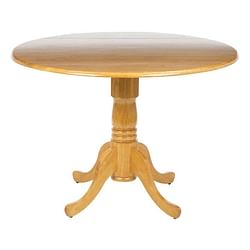 Round 42-inch Drop-Leaf Dining Table in Oak Wood Finish - Free Shipping