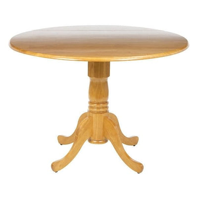 Round 42-inch Drop-Leaf Dining Table in Oak Wood Finish - Free Shipping 