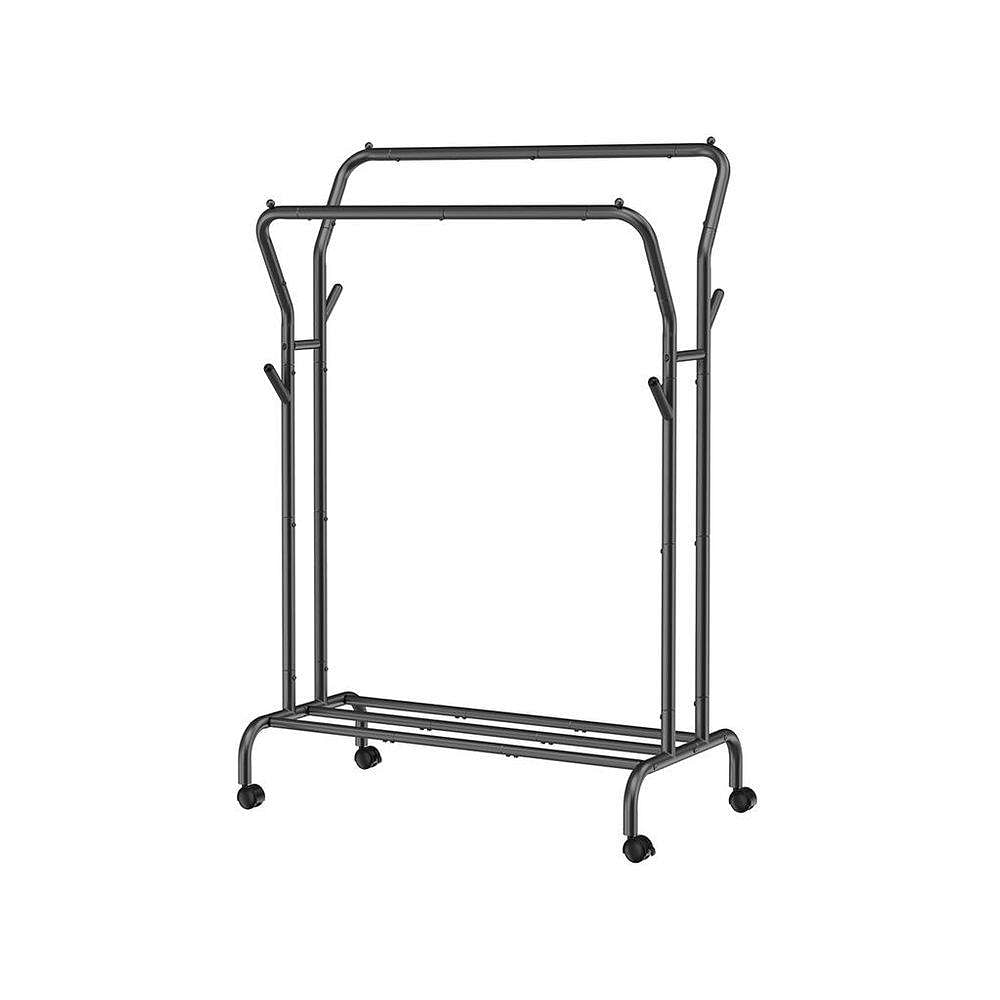 Minimalistic 2 Rod Wheeled  Laundry Sorter Clothing Rack in Black - Free Shipping 