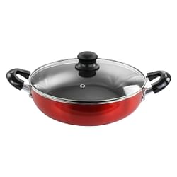 Better Chef 10 Inch Red Aluminum Deep Frying Pan with Glass Lid - Free Shipping 