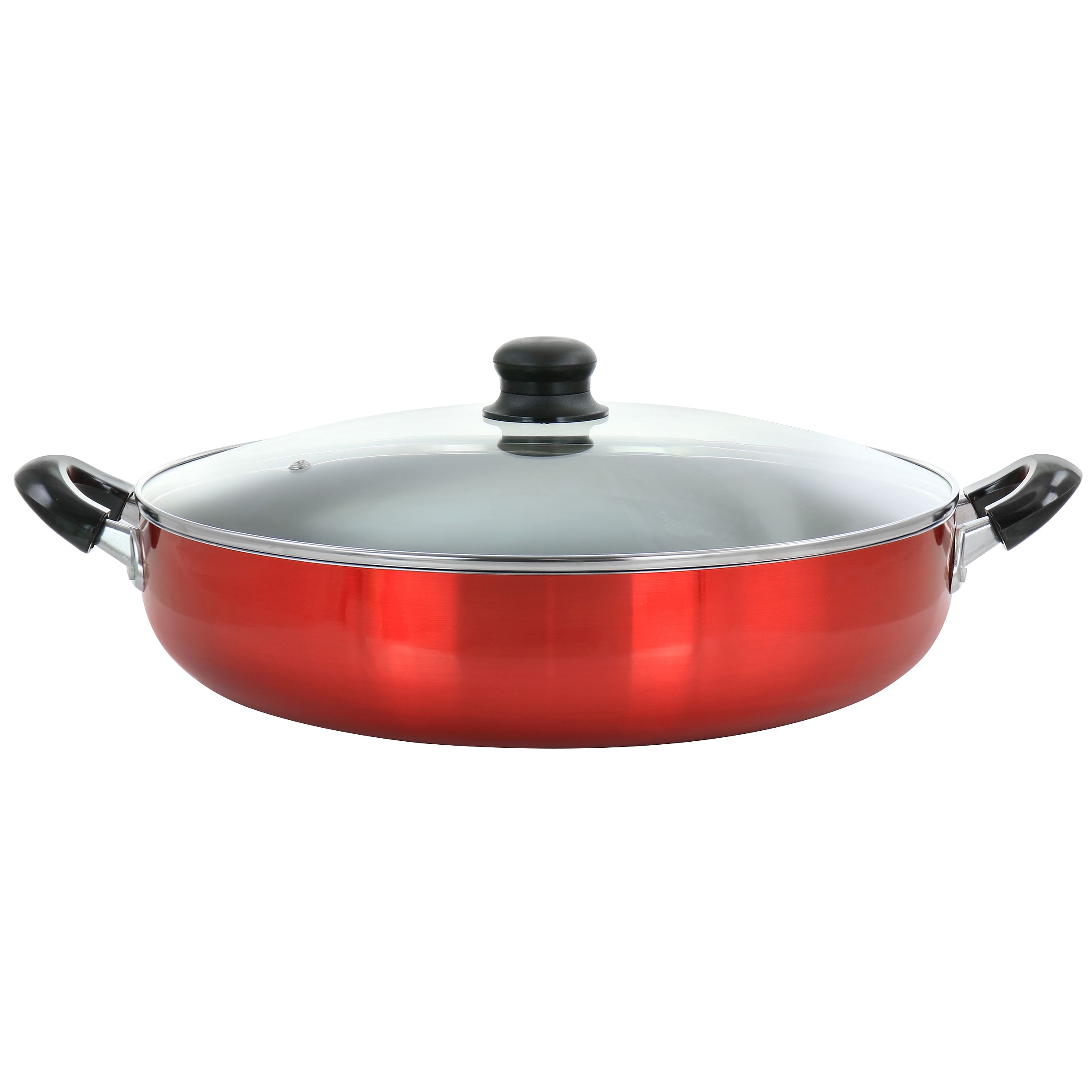 Better Chef 14 Inch Red Aluminum Deep Fryer Pan with Glass Lid - Free Shipping 
