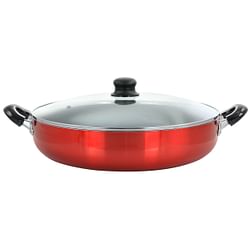 Better Chef 16 Inch Red Aluminum Deep Fryer Pan with Glass Lid - Free Shipping 