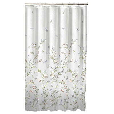 Floral Dragonfly Polyester Machine Washable Shower Curtain - Free Shipping 