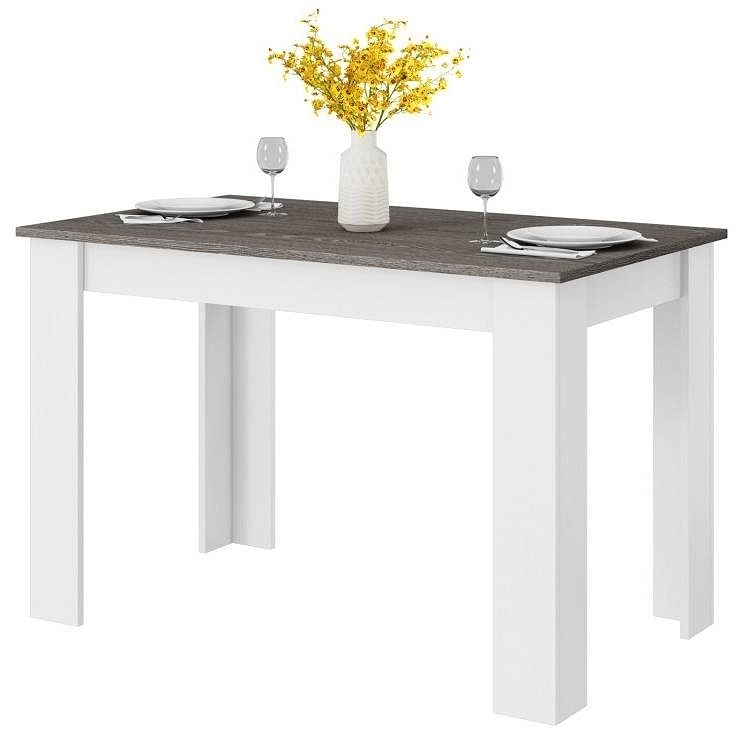 Dark Grey Wood Top 47-inch Kitchen Dining Table or Computer Desk with White Legs - Free Shipping