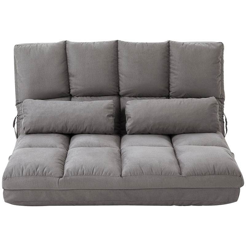 Dark Grey Polyester Suede Fabric Floor Sofa Bed Recliner with Adjustable Back - Free Shipping 