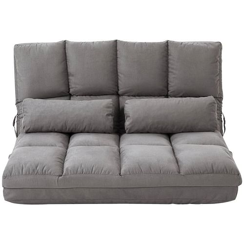 Dark Grey Polyester Suede Fabric Floor Sofa Bed Recliner with Adjustable Back - Free Shipping 