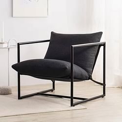 Modern Dark Grey Upholstered Accent Chair with Metal Frame - Free Shipping 