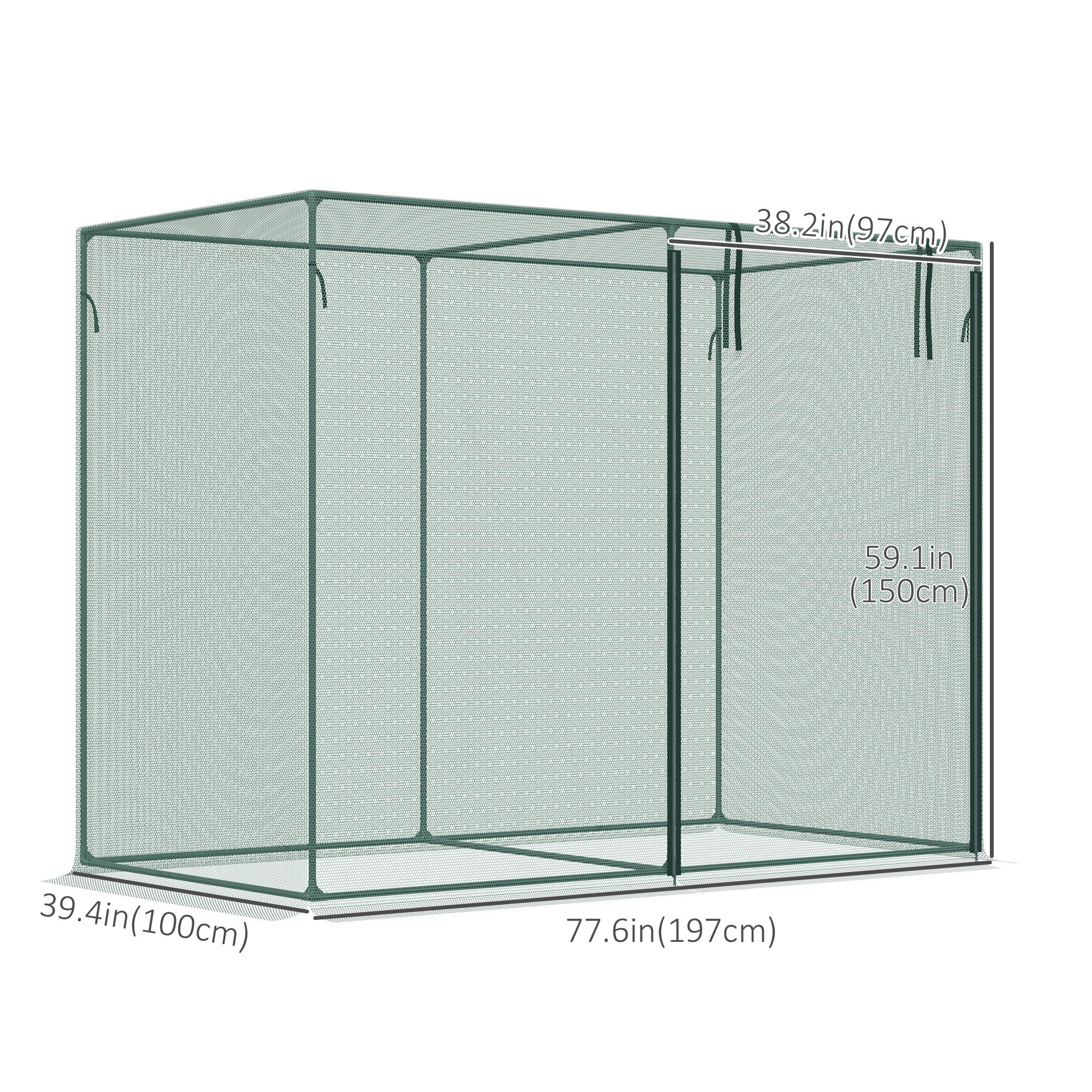 Outsunny 6.5 x 3.3ft Crop Cage, Garden Plant Protector with Single Zippered Door, Storage Bag and Ground Stakes, Green 