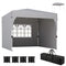 9.6 x 9.6 ft Pop Up Canopy Tent with 3 Sidewalls, UPF 50+ 1-Button Push Easy Setup Outdoor Instant Canopy, Light Grey