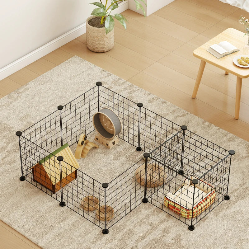 Pet Playpen, DIY Cage House for Small Animals, Guinea Pigs, Hedgehogs, Black