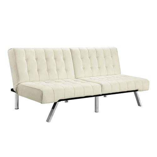 Splitback Multi-Position Futon Sofa Sleeper in Vanilla - Free Shipping