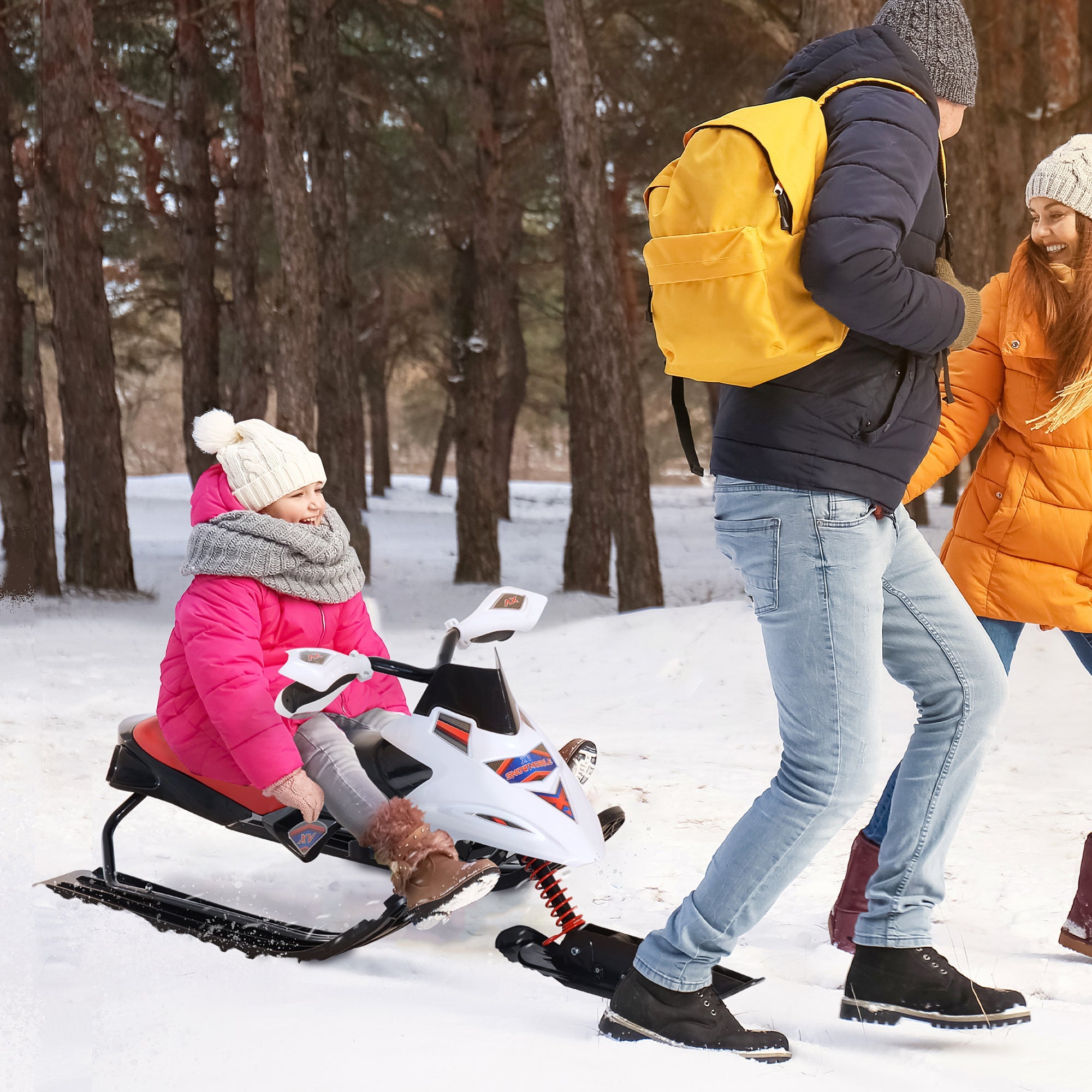 Soozier Snow Mobile Scooter Outdoor Winter Sled Motor Snow Racer Rush Sledge Exciting Ride On Vehicle Children 