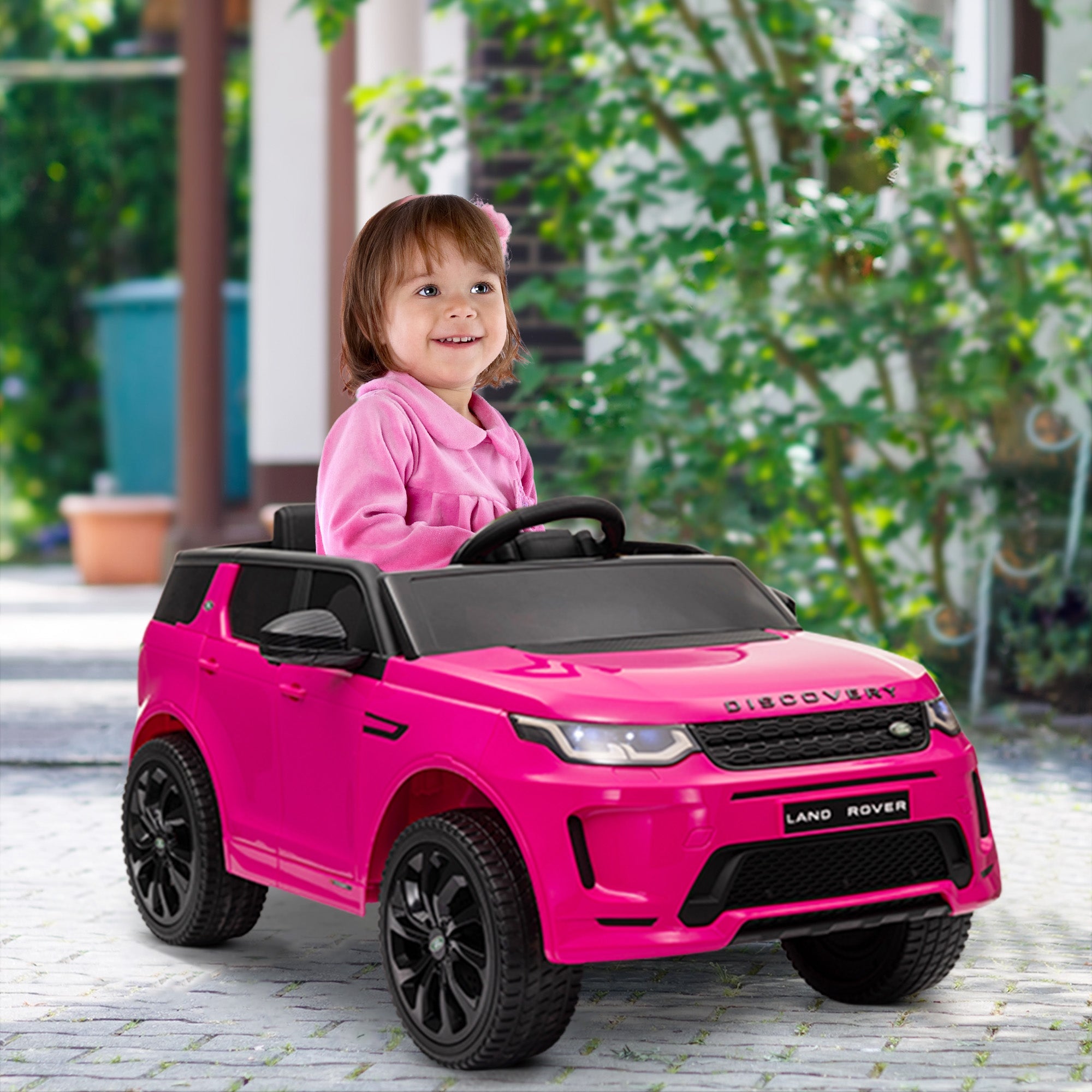 Qaba Land Rover Discovery Sport Licensed 12V Ride on Car w/ Remote, Soft Start, LED Lights, Music Horn, Pink 