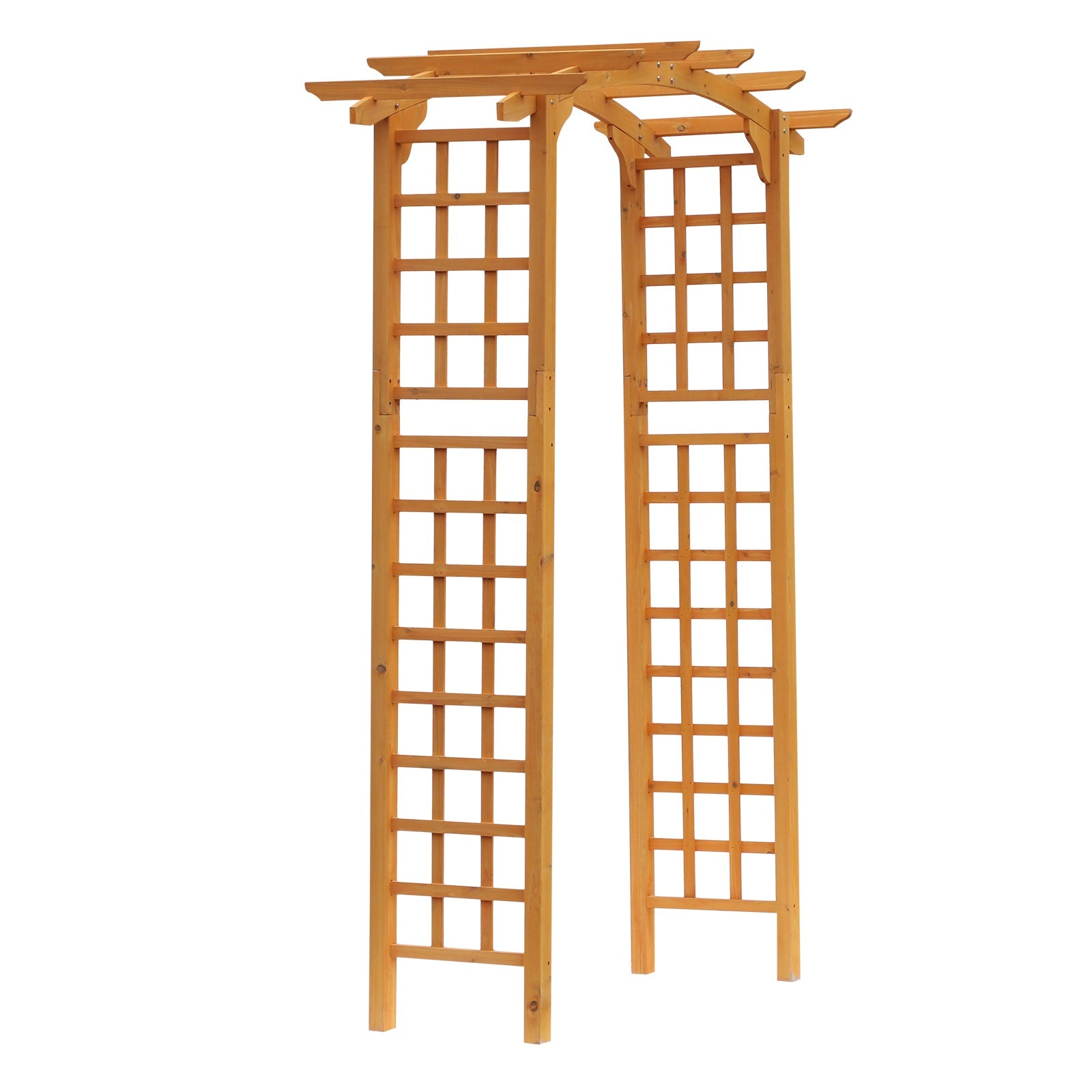Outsunny 7.5ft Fir Wood Garden Arch Trellis Outdoor Walkway Round Pergola Style Arbor 