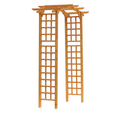 Outsunny 7.5ft Fir Wood Garden Arch Trellis Outdoor Walkway Round Pergola Style Arbor 