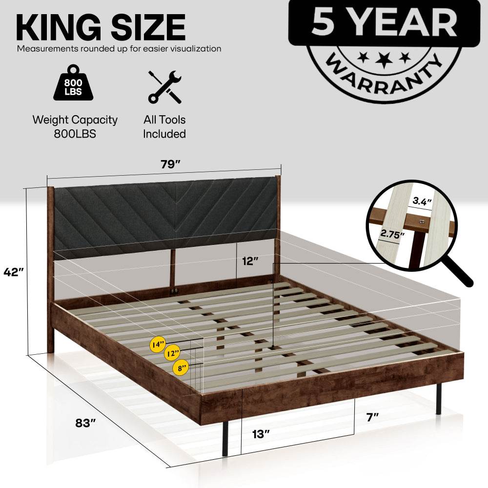 Astoria Upholstered Solid Wood Bed Frame 