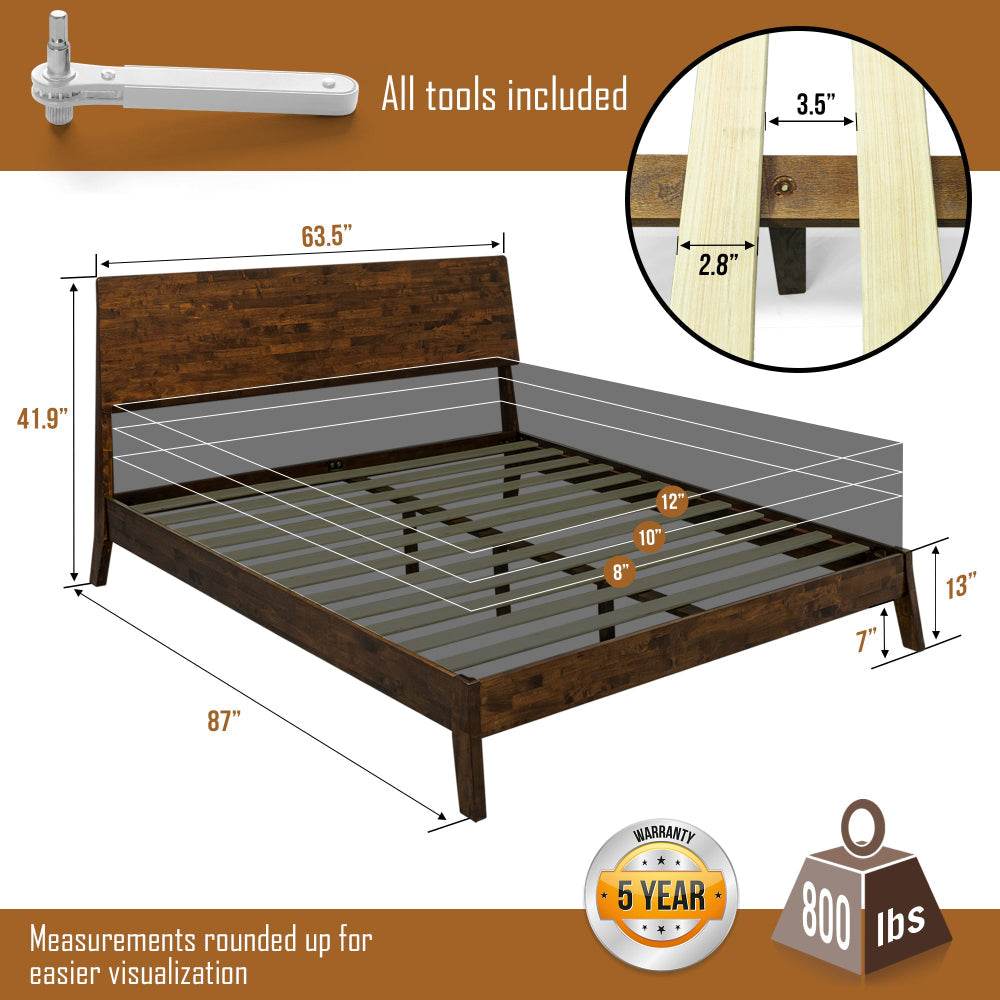 Serenity Deluxe Wood Platform Bed Frame 