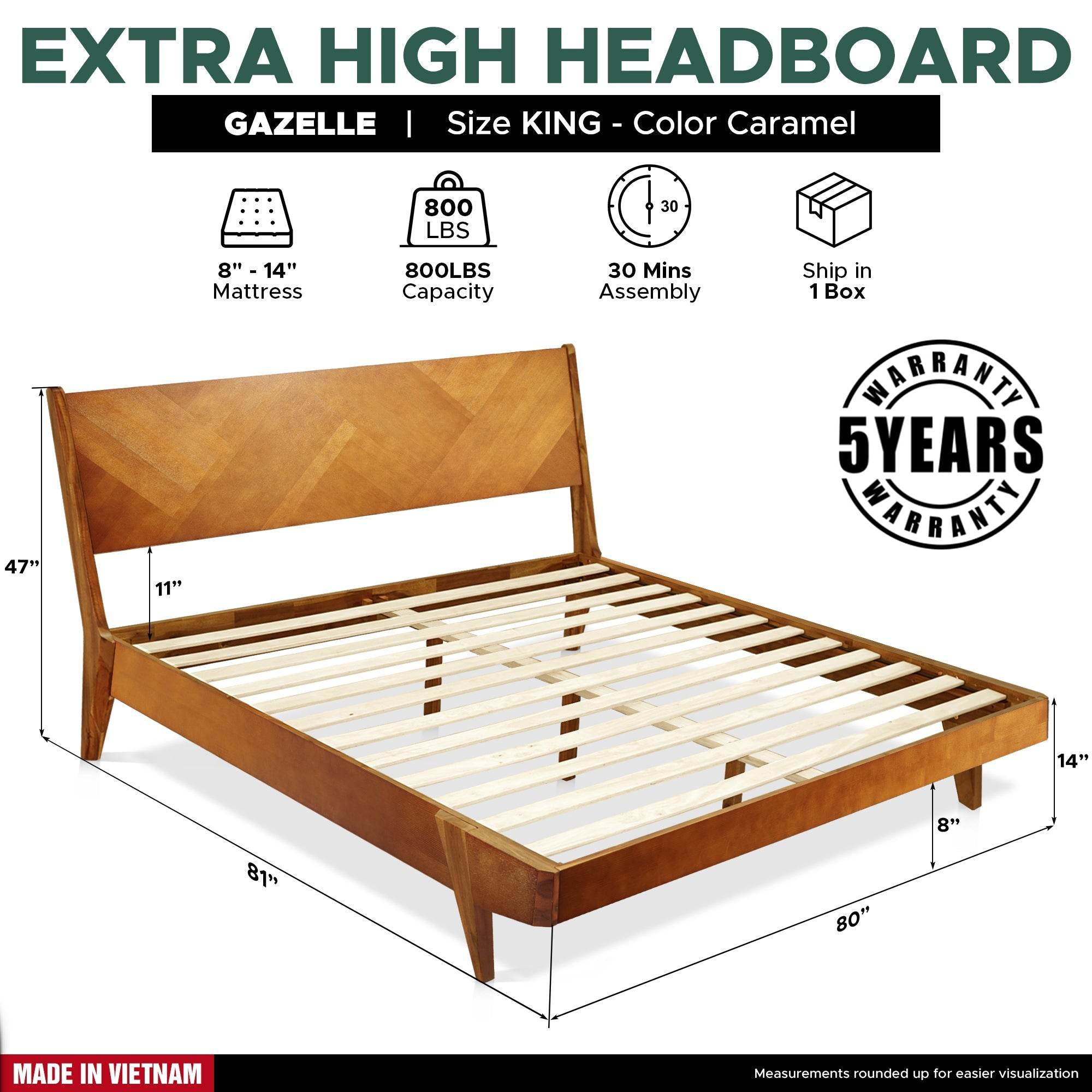 Gazelle Platform Bed Frame With Headboard 