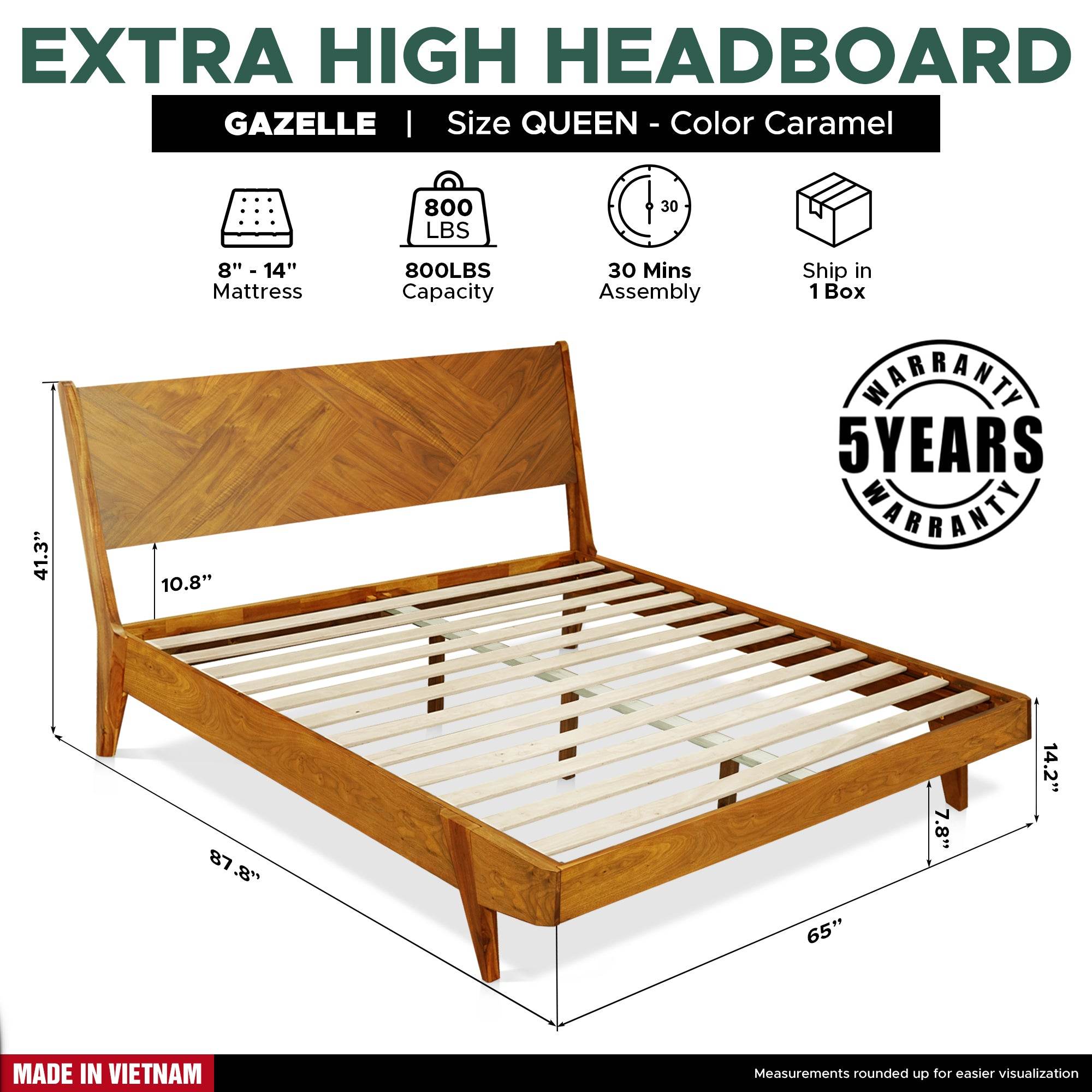 Gazelle Platform Bed Frame With Headboard 