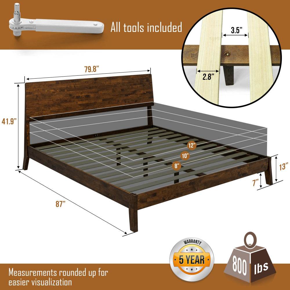 Serenity Deluxe Wood Platform Bed Frame 