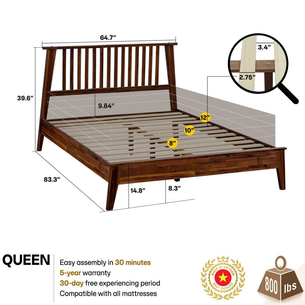 Kaylin Solid Wood Bed Frame 