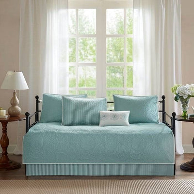 Blue Floral Medallion 6 Piece Reversible Daybed Cover Set - Free Shipping 
