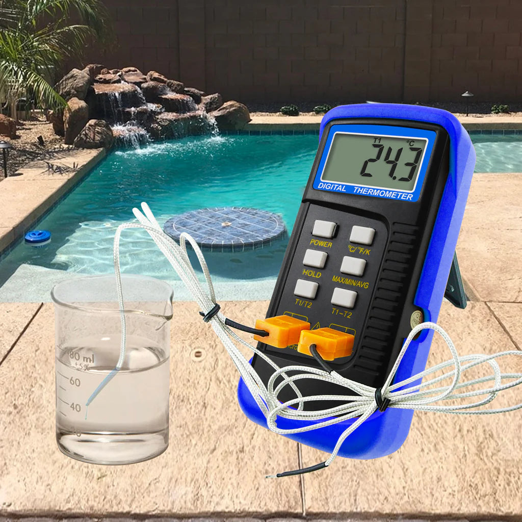 Digital 2-Channel K-Type Thermometer with 4 Thermocouples (-50°C to 1300°C / -58°F to 2372°F)
