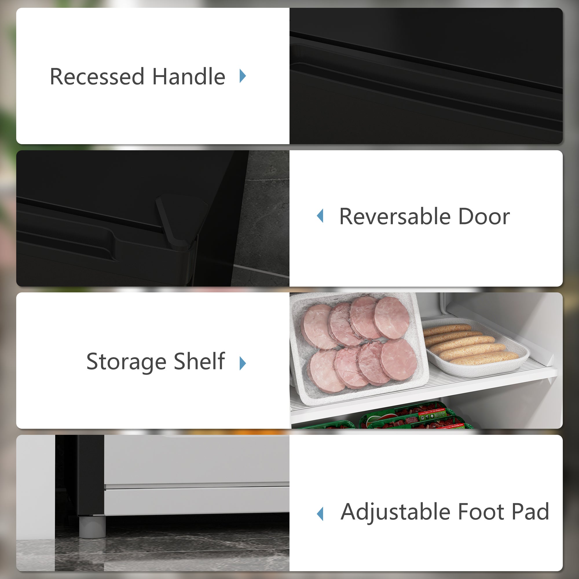 HOMCOM Upright Freezer, 3 Cu.Ft Mini Freezer with Reversible Single Door, Adjustable Thermostat for Home, Dorm, Black 