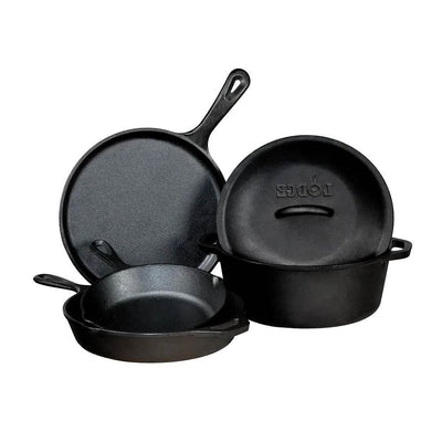 5-Piece Cast Iron Cookware Set with Dutch Oven Griddle and Skillets Made in USA - Free Shipping 