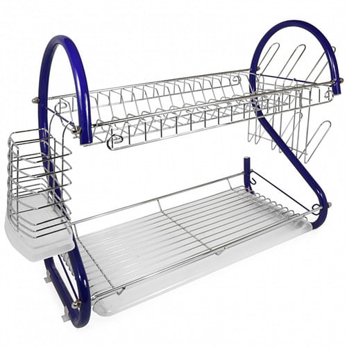 Better Chef 2-Tier 16 in. Chrome Plated Dish Rack in Blue - Free Shipping 