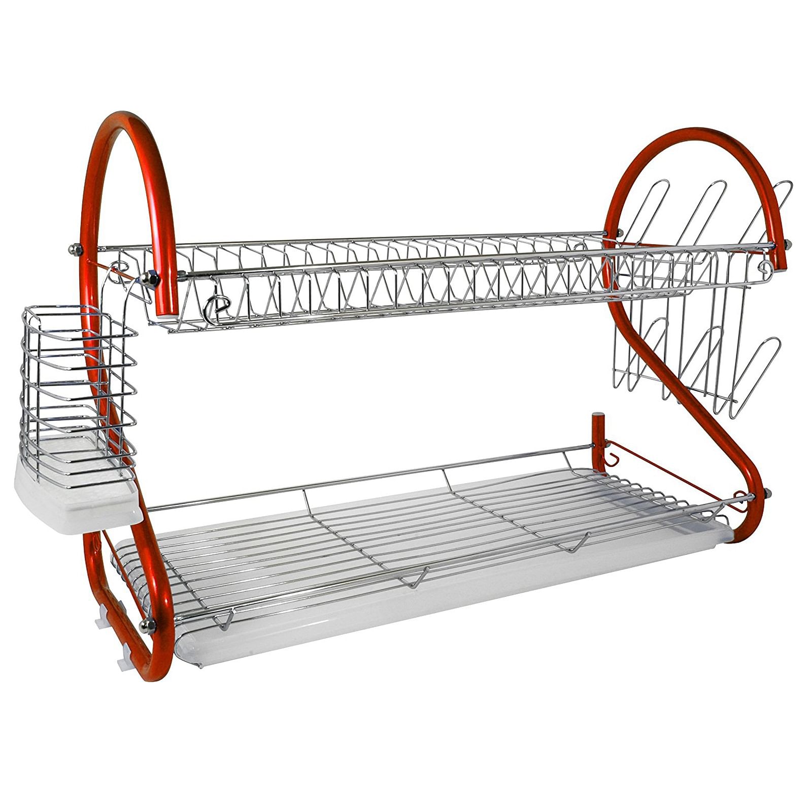 Better Chef 2-Tier 22 in. Chrome Plated Dish Rack in Red - Free Shipping 