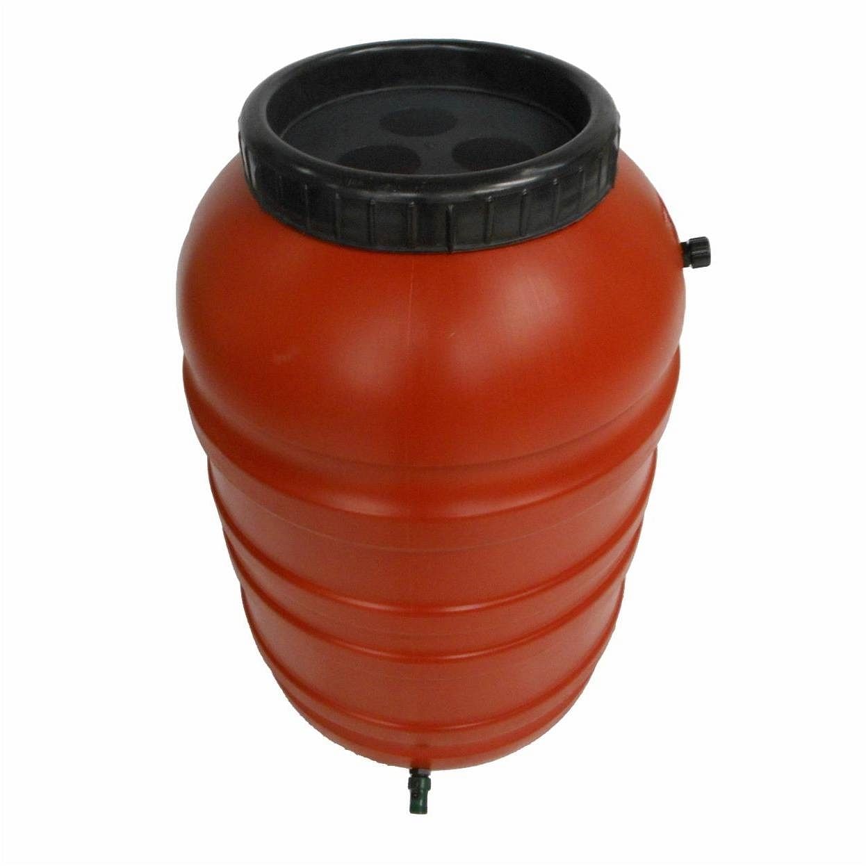 Terra Cotta Red HDPE Plastic 55-Gallon Rain Barrel with Spigot - Free Shipping