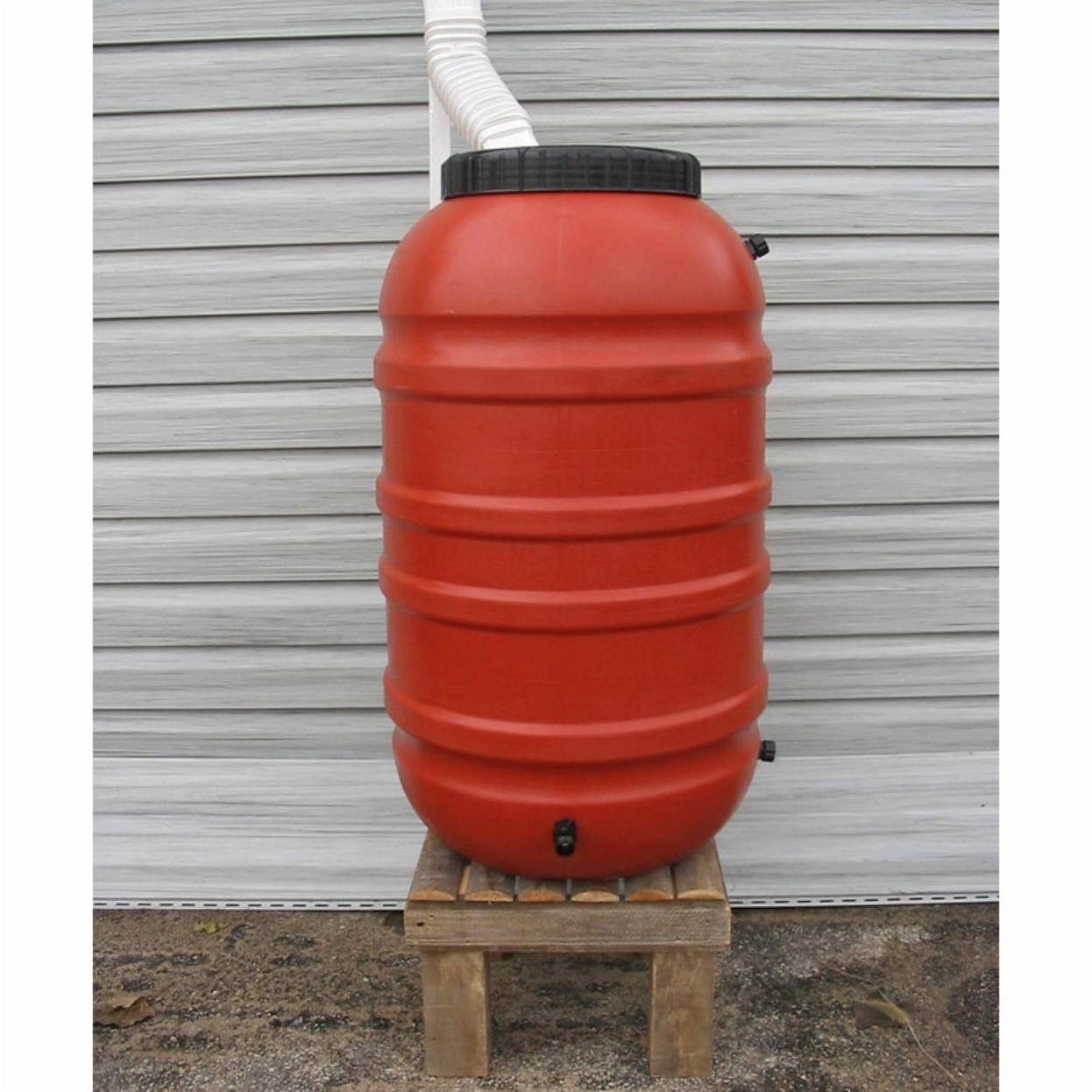 Terra Cotta Red HDPE Plastic 55-Gallon Rain Barrel with Spigot - Free Shipping